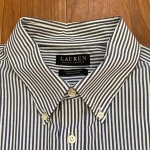 Lauren Ralph Lauren Men's Navy Striped Button Down Shirt 17 XL